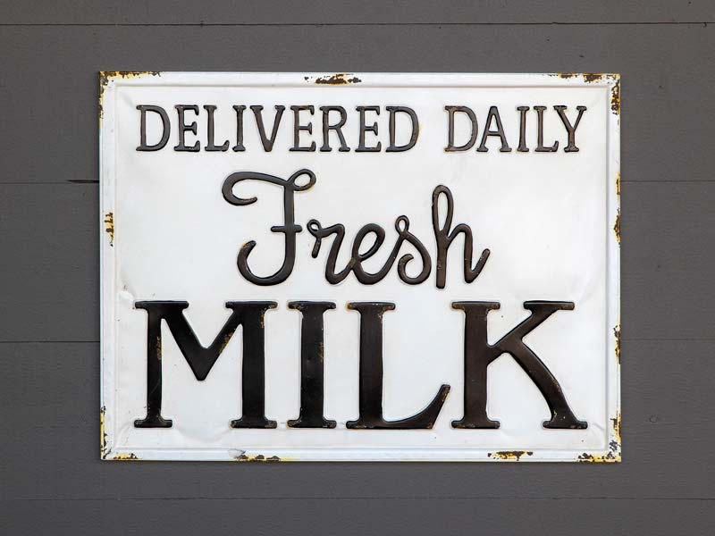 Metal Milk Delivery Sign 