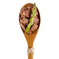 beef product on wood spoon