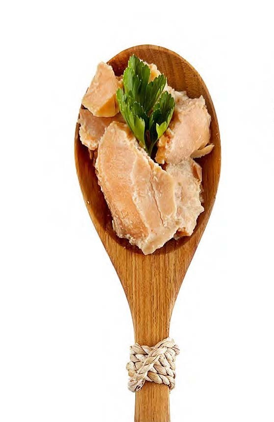 salmon on a wooden spoon