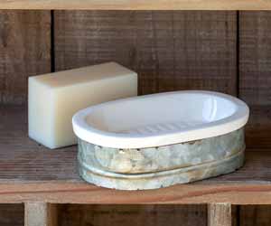 Tinwork & Porcelain Soap Dish 