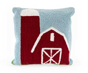 MaryJanes Home Latch-Hooked Decorative Barn Pillow 
