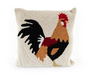MaryJanes Home Latch-Hooked Decorative Rooster Pillow 